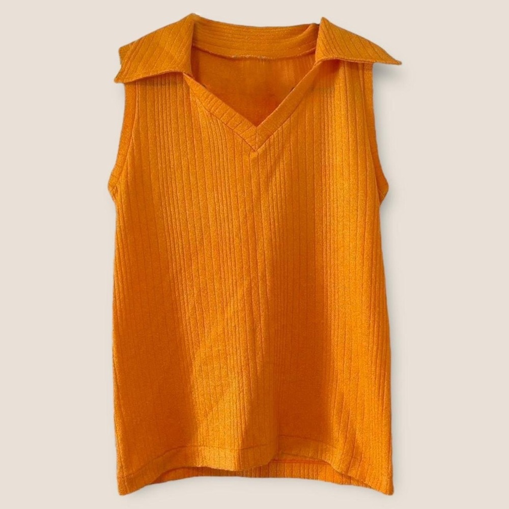 Vintage Orange Knit Tank Top